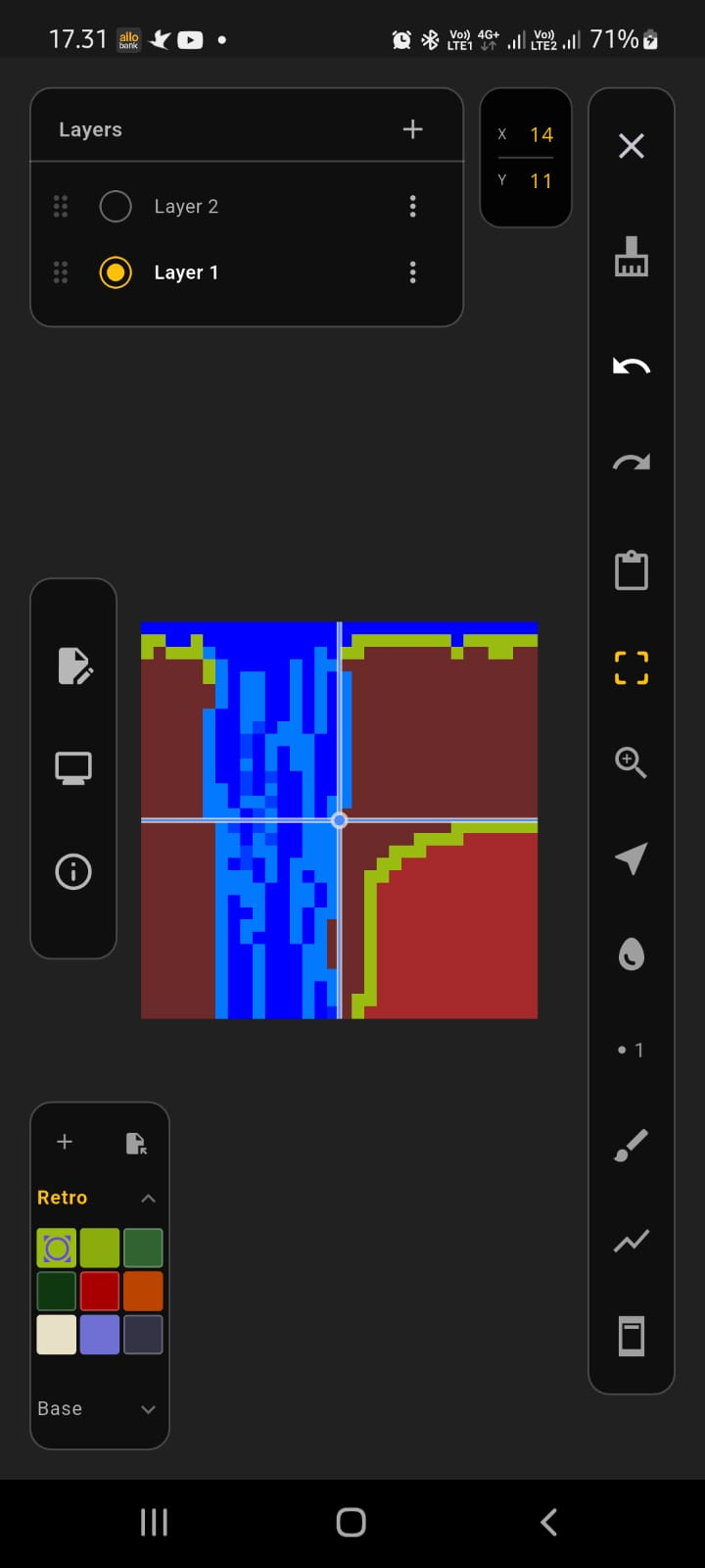 efer sprite running on Android — Aseprite-compatible pixel art editor on mobile